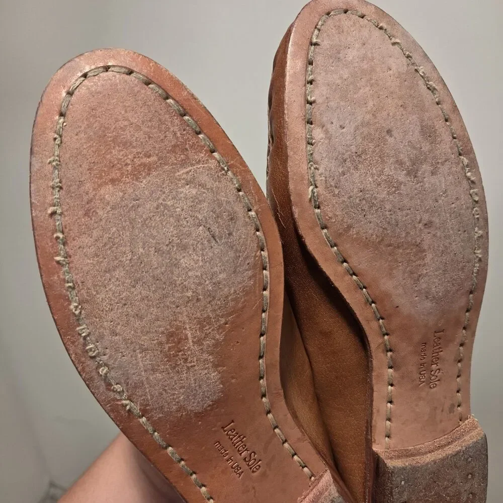 True Vintage Dexter USA Leather Loafers Moccasin US 7.5 Woven Brown 70s 80s Boho